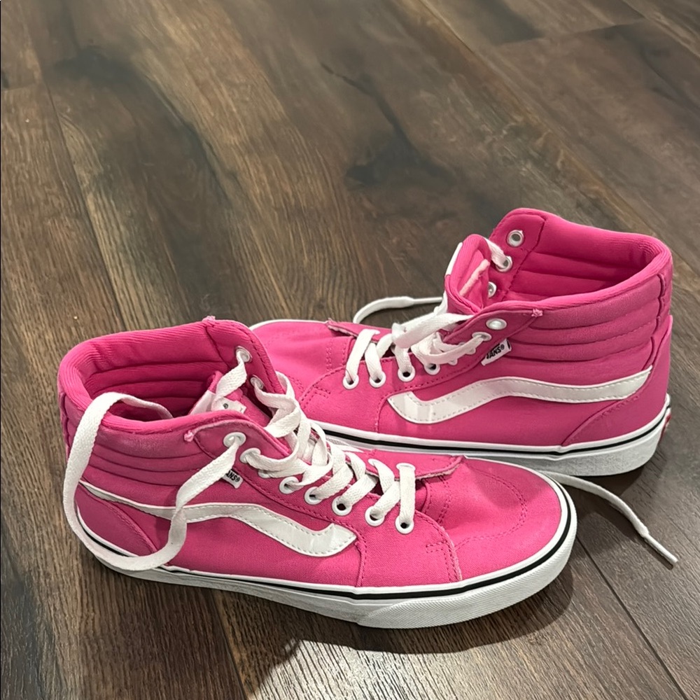 Vans Pink and White Women's Sneakers - Picture 2 of 10